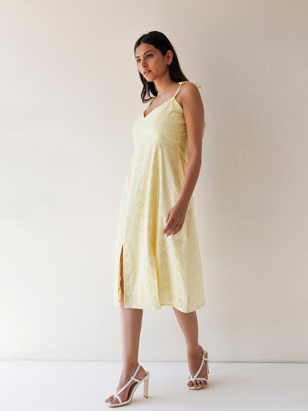 Forsythia Yellow Cotton Schiffli Dress