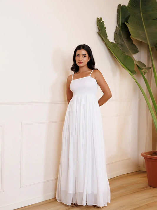 Snowball White Chiffon Dress Ragavi