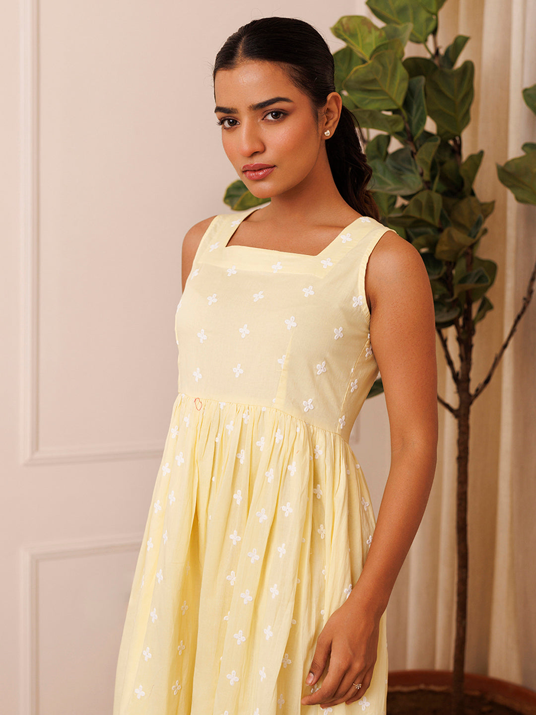 Daffodil Yellow Cotton Dress