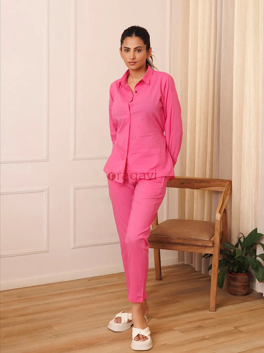 Persian Pink Cotton Co- Ord Set - Ragavi