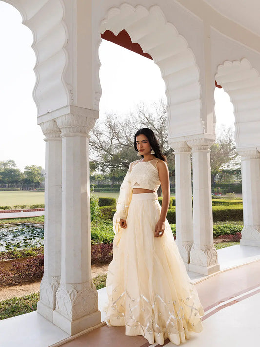 Petal Yellow Organza Lehenga Set RAGAVI