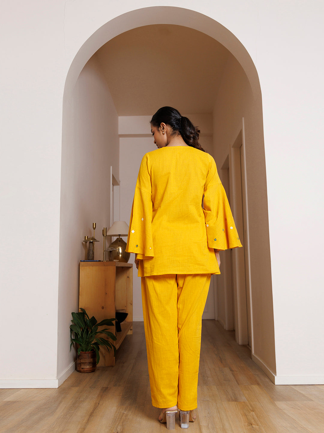 Azalea Yellow Embroidered Co- Ord Set