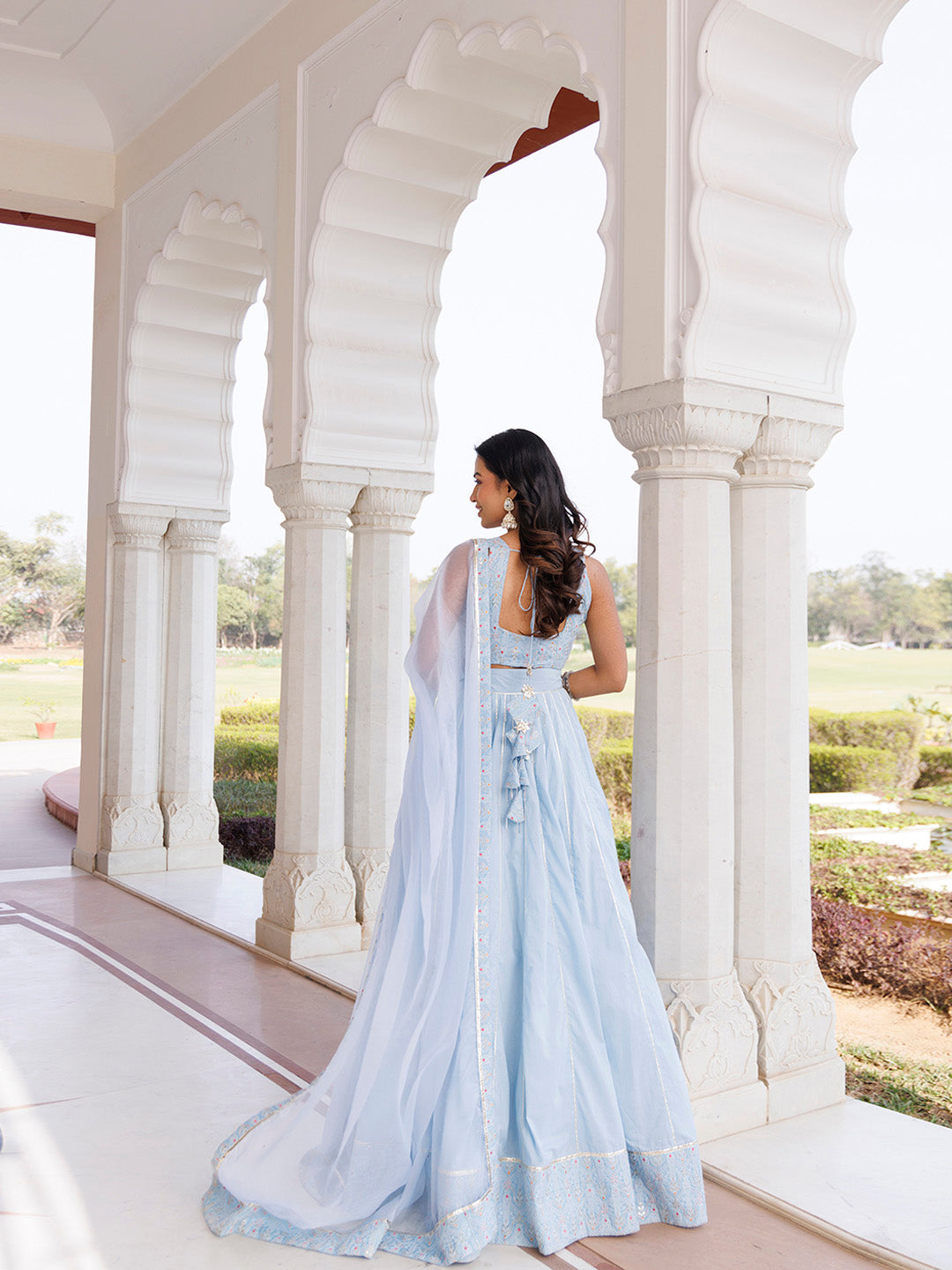 Ice Water Embroidery Cotton Lehenga Set