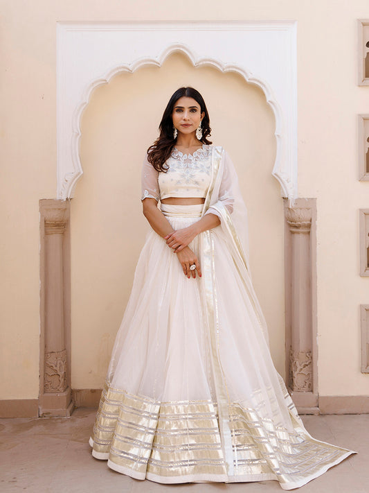 White Whisper Organza Lehenga Set