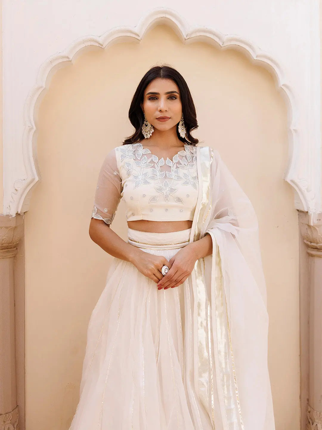 White Whisper Organza Lehenga Set RAGAVI