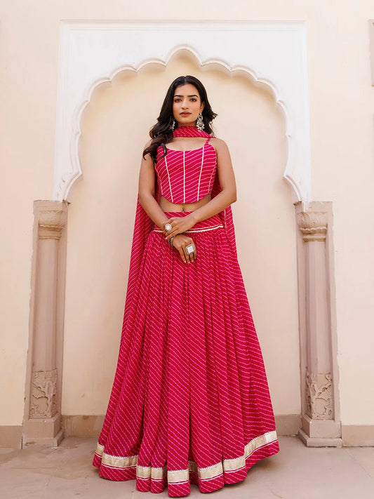 Quartz Pink Leheriya Lehenga Set RAGAVI