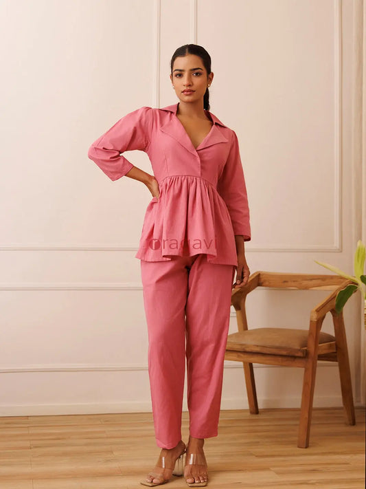Bleeding Heart Pink Co- Ord Set - Ragavi