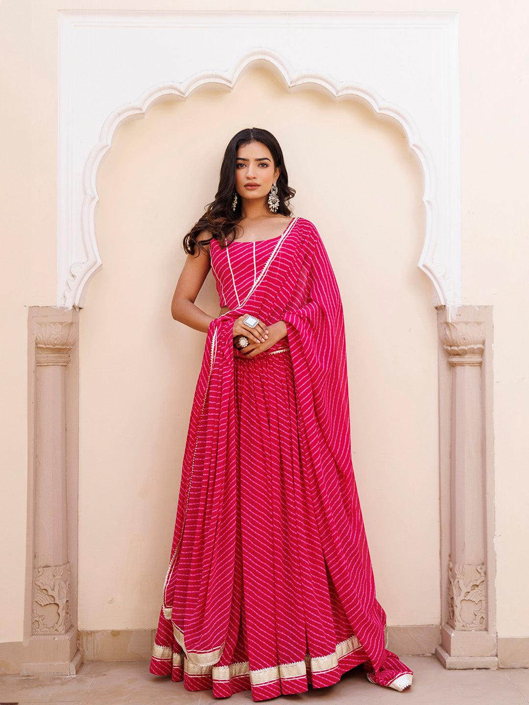 Quartz Pink Leheriya Lehenga Set