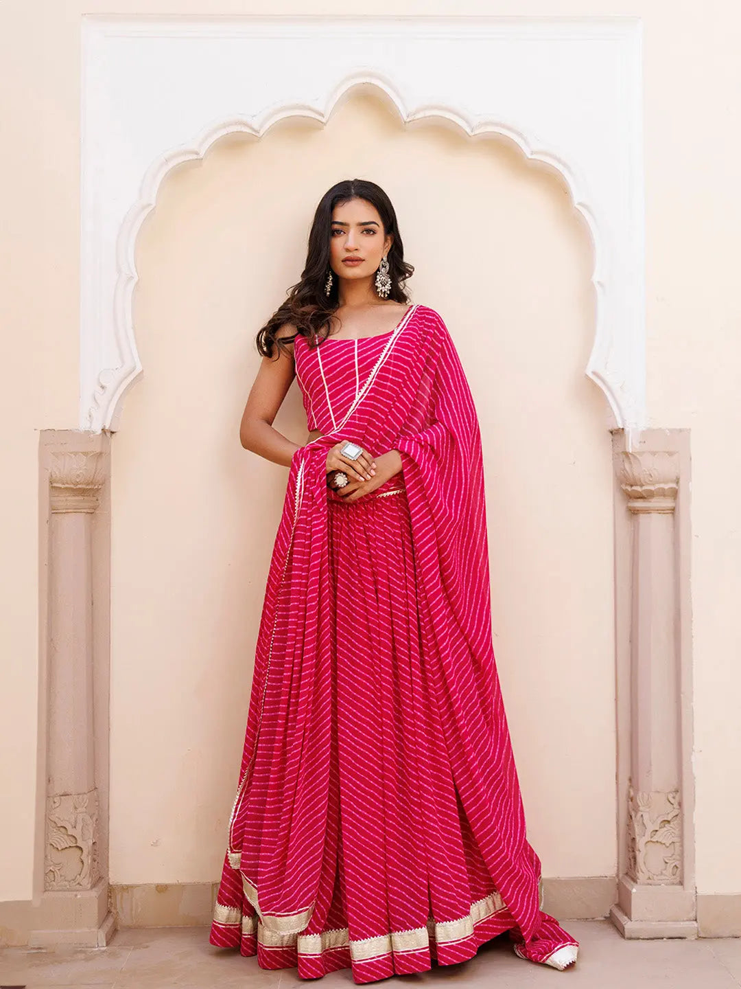 Quartz Pink Leheriya Lehenga Set RAGAVI