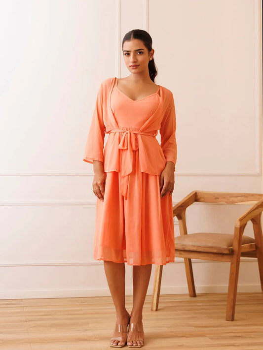 Campanella Peach Chiffon Dress Ragavi
