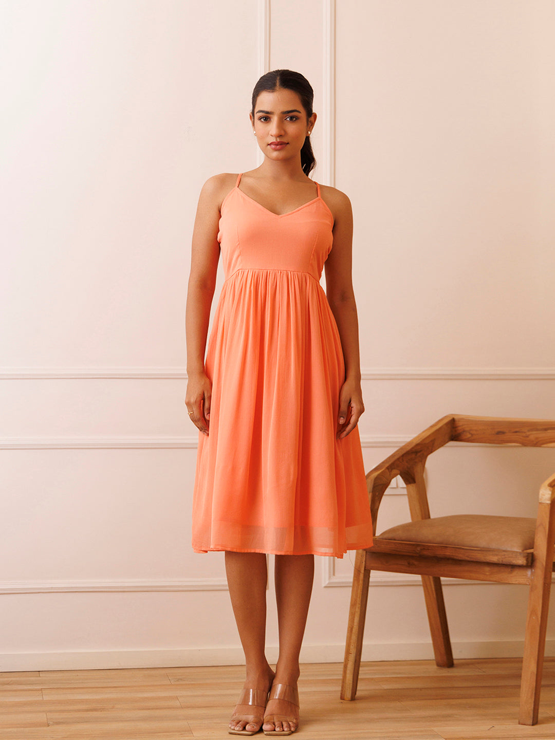 Campanella Peach Chiffon Dress