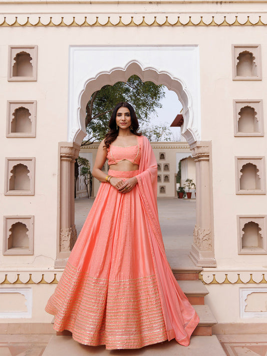 Burnt Coral Lehenga Set