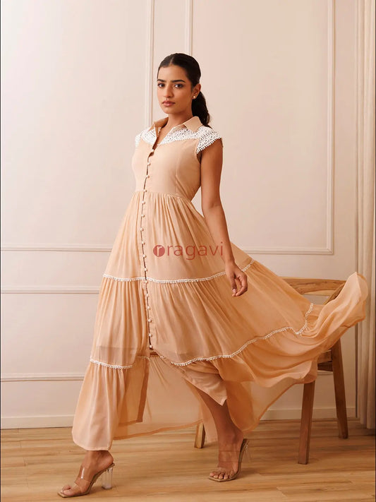 Mini Gerbera Nude Chiffon Dress - Ragavi