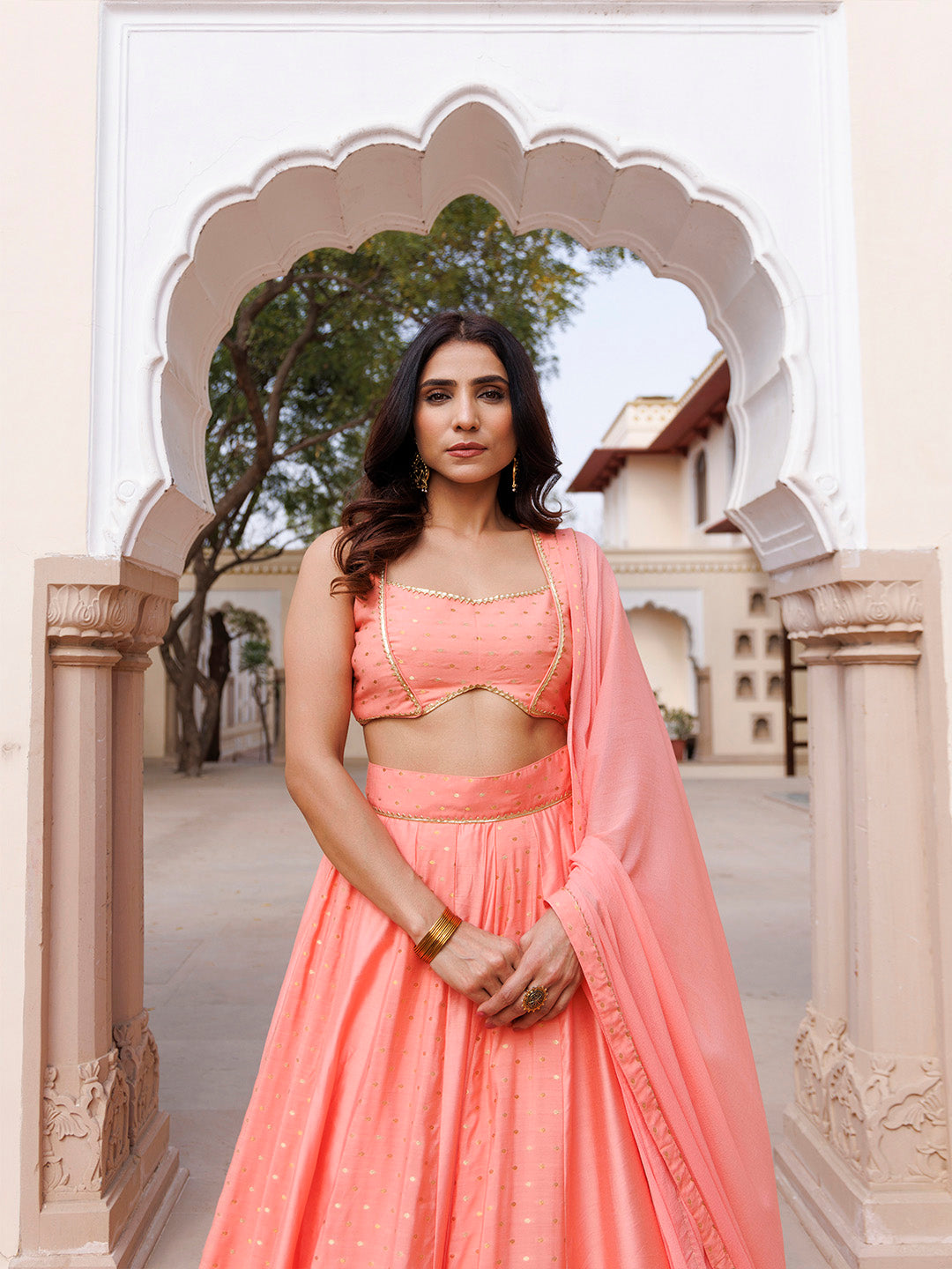 Burnt Coral Lehenga Set