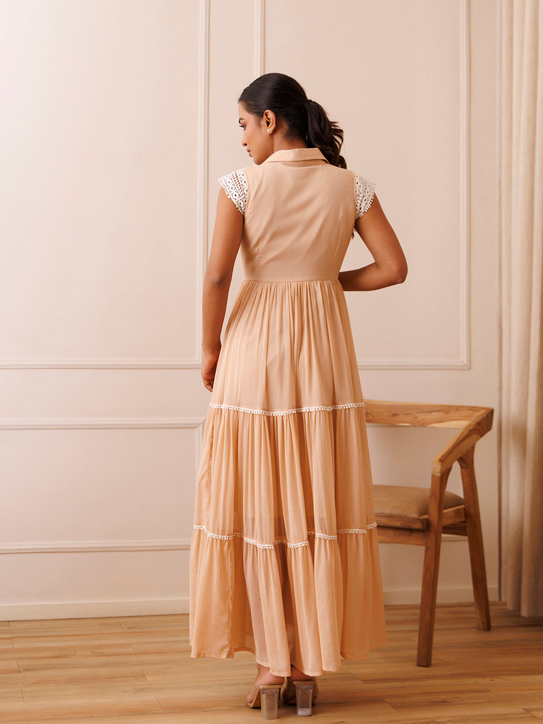 Mini Gerbera Nude Chiffon Dress