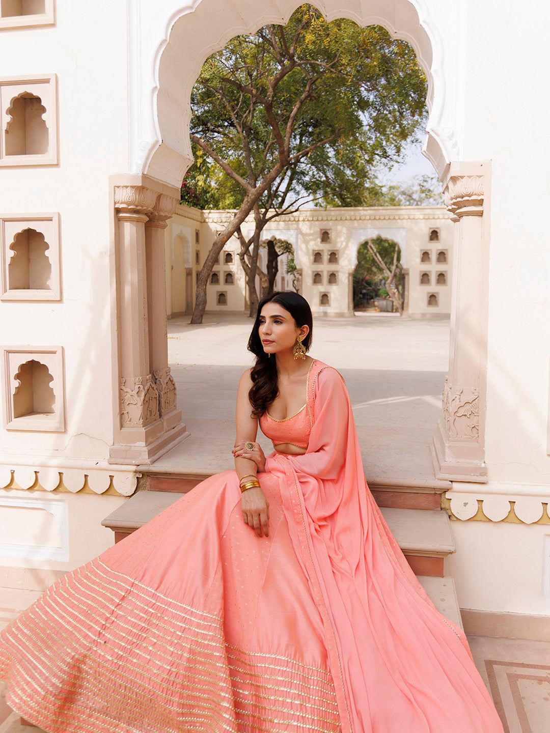 Burnt Coral Lehenga Set