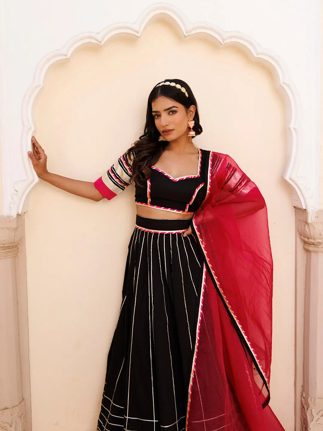 Blackened Pearl and Pink Cotton Lehenga Set RAGAVI