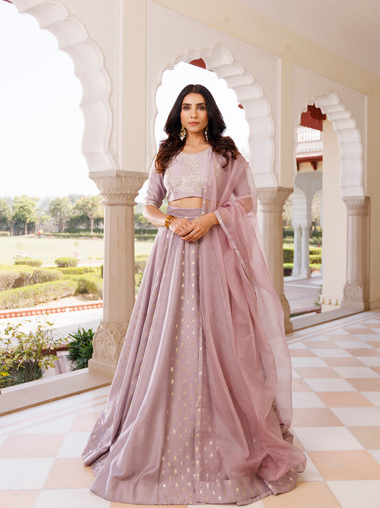 Deauville Mauve Purple Chanderi Lehenga set