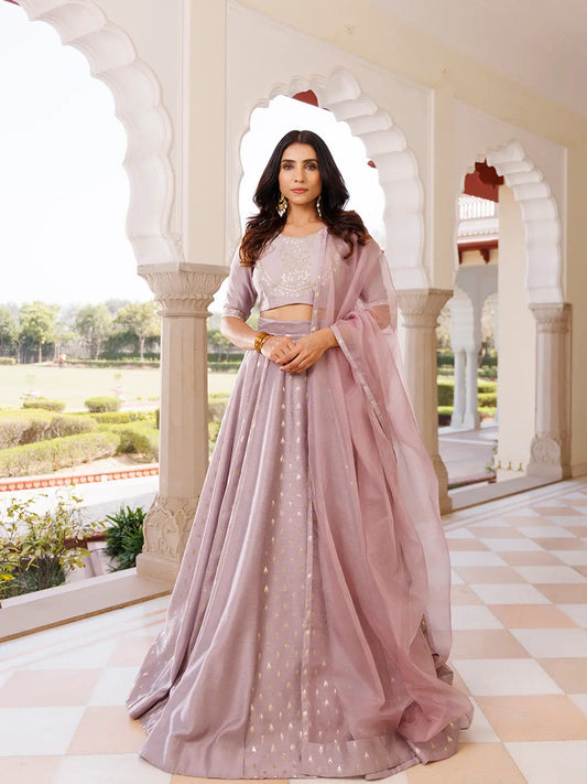 Deauville Mauve Purple Chanderi Lehenga set RAGAVI