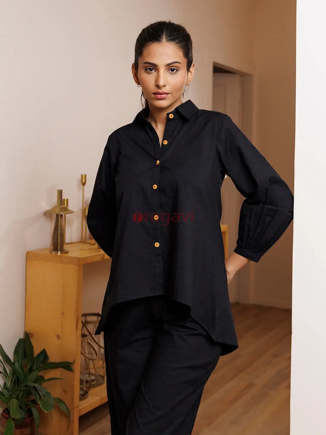 Viola Black Cotton Co- Ord Set - Ragavi
