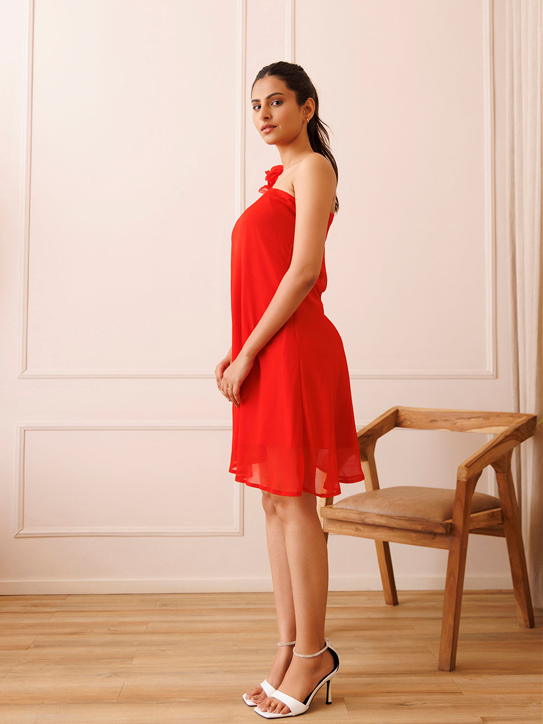 Anthurium Red Chiffon Dress