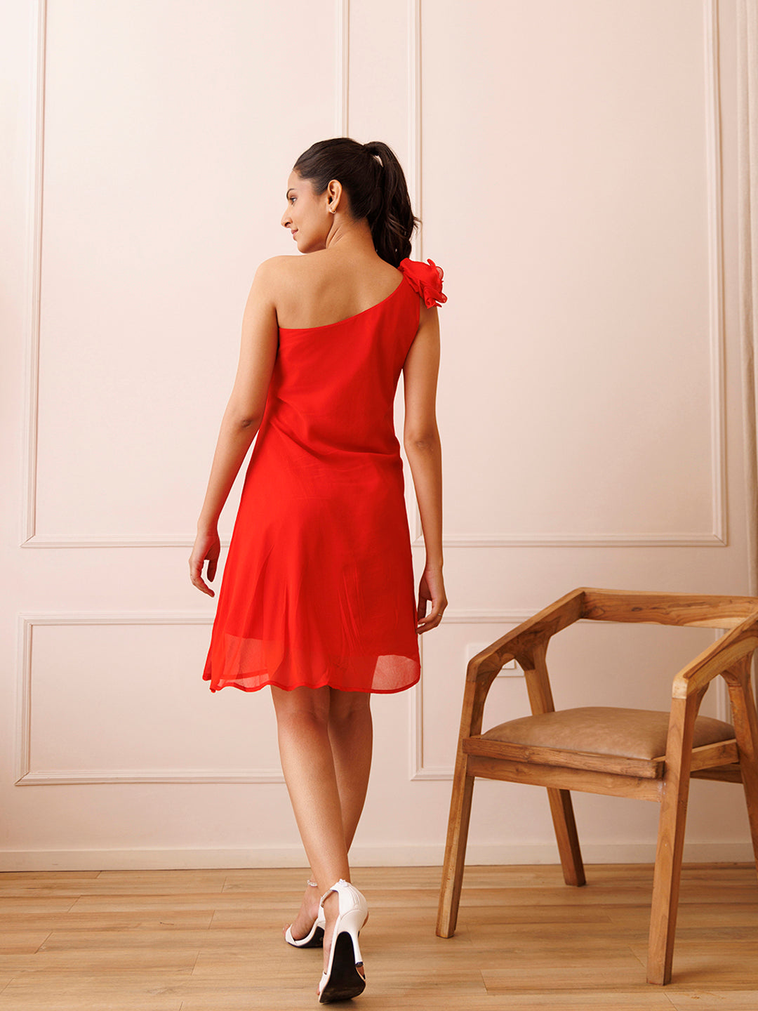Anthurium Red Chiffon Dress