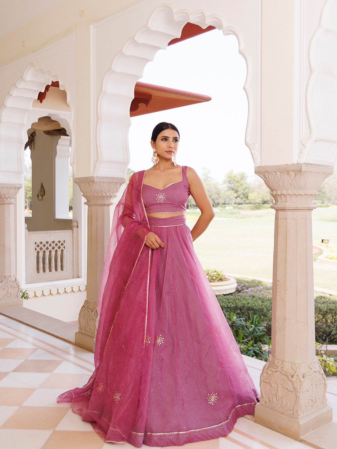 Bejewelled Purple Mukaish Work Lehenga Set