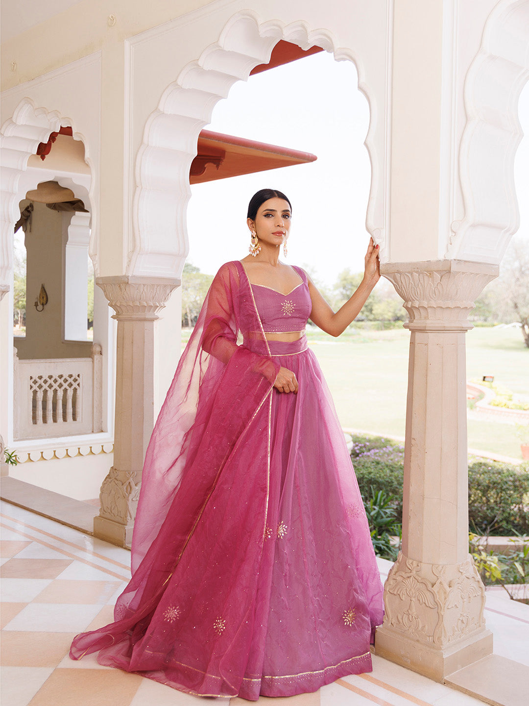 Bejewelled Purple Mukaish Work Lehenga Set