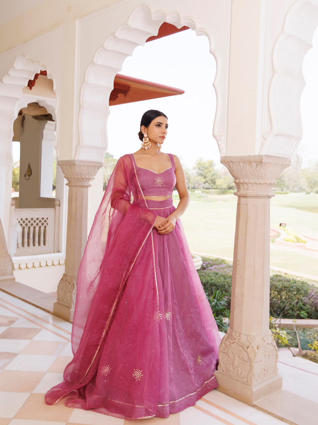 Bejewelled Purple Mukaish Work Lehenga Set