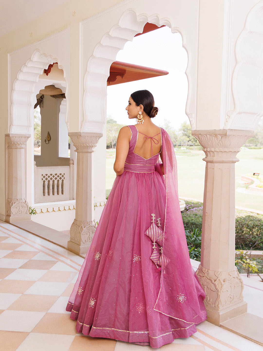Bejewelled Purple Mukaish Work Lehenga Set