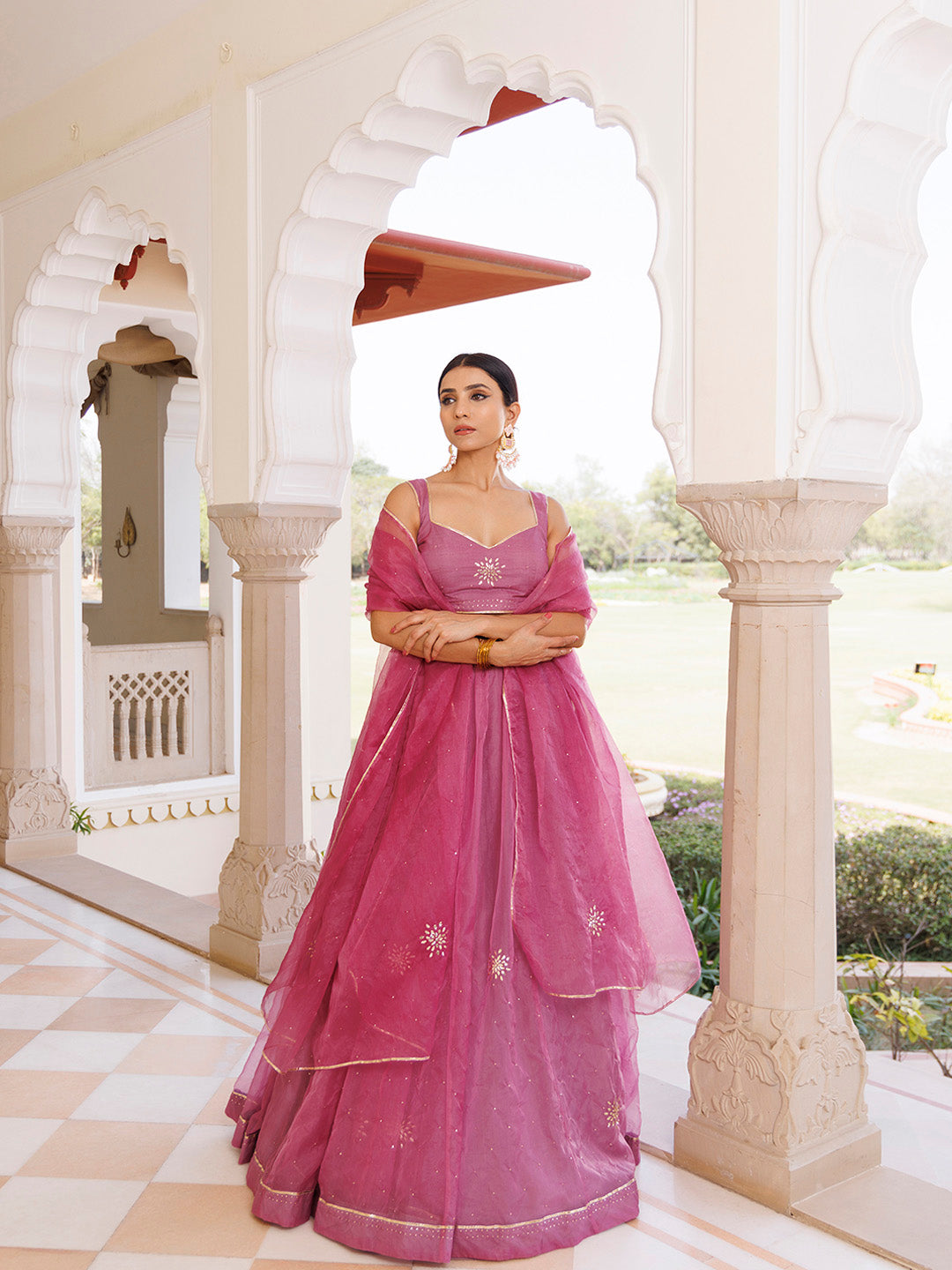 Bejewelled Purple Mukaish Work Lehenga Set