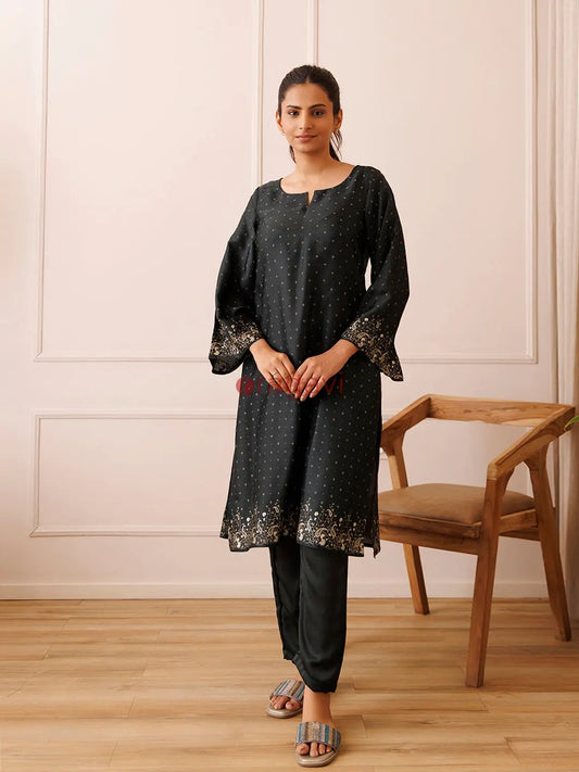 Castleton Green Gold Printed Kurta Set - Ragavi