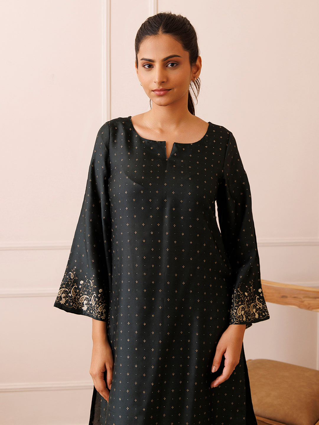 Castleton Green Gold Printed Kurta Set