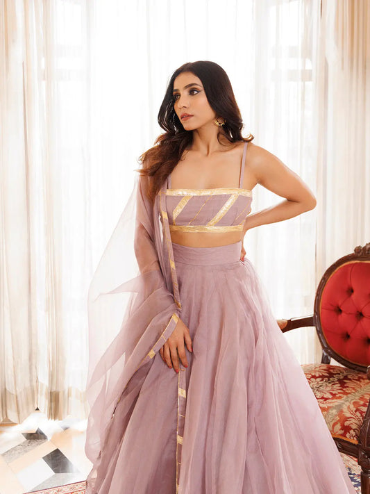 Lilac Ash Lehenga Set RAGAVI
