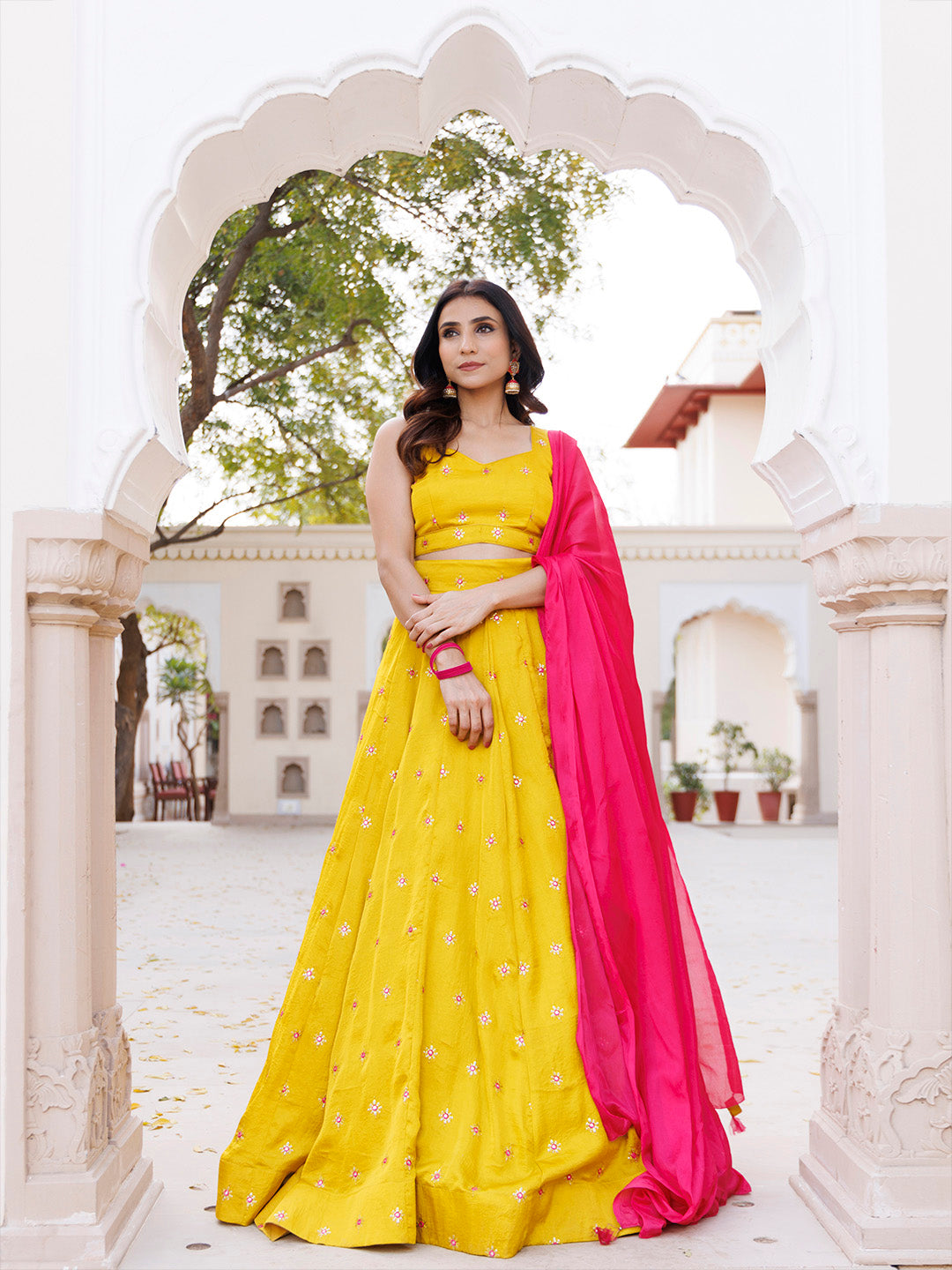 Nugget Gold Silk Lehenga Set