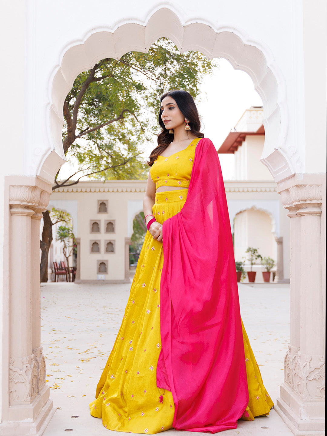 Nugget Gold Silk Lehenga Set