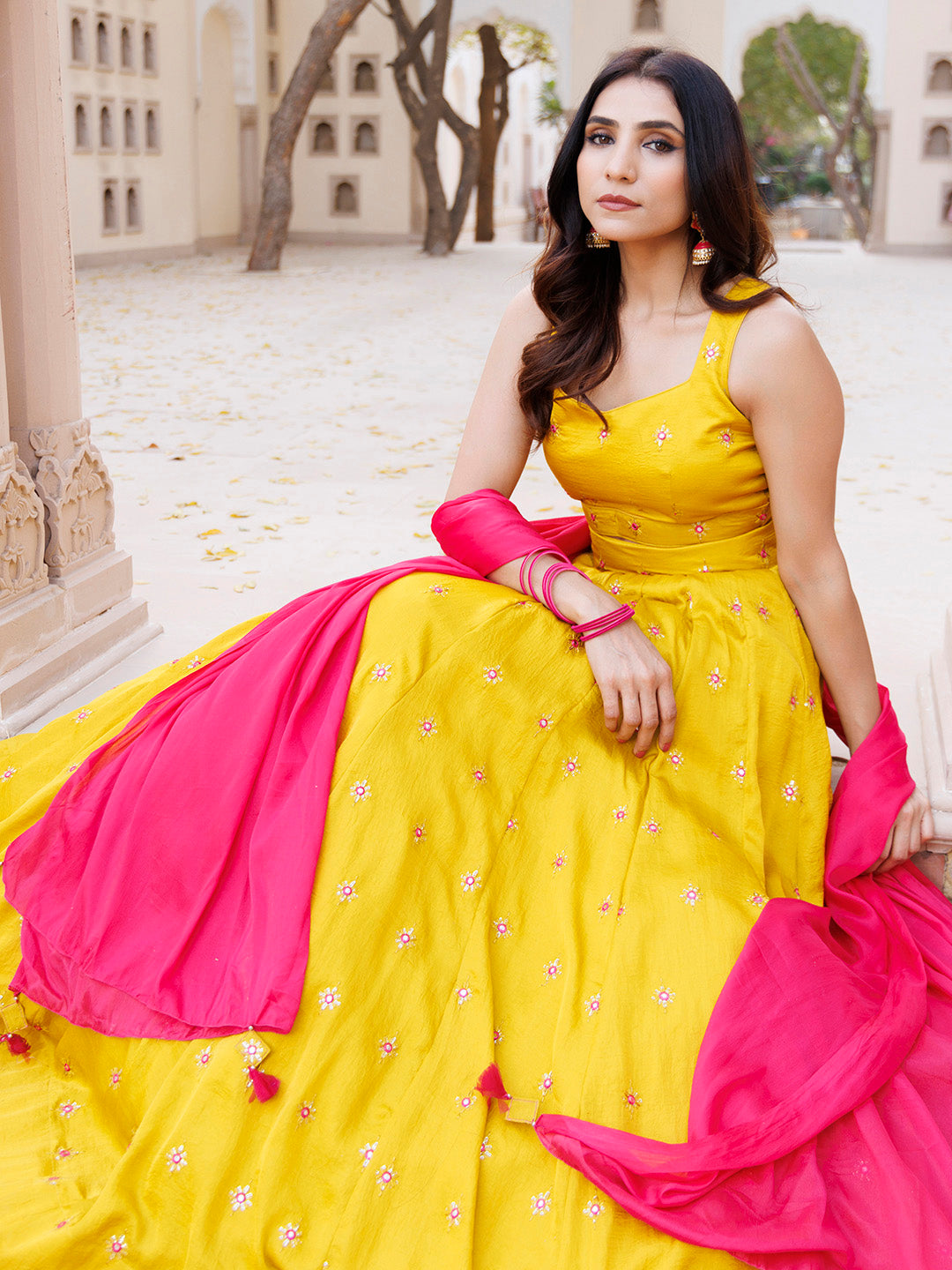 Nugget Gold Silk Lehenga Set