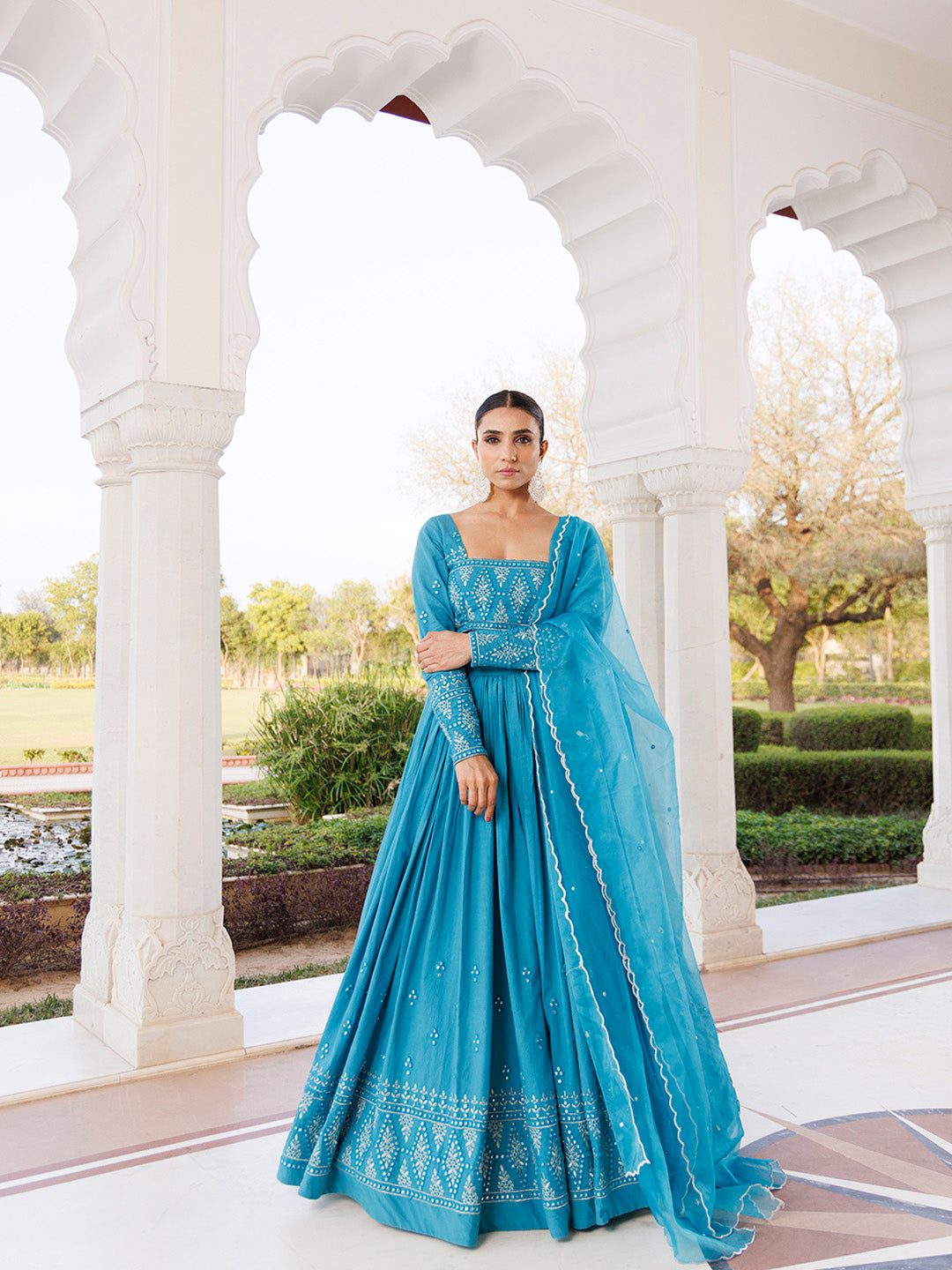 Heaven Mist Blue Cotton Lehenga Set