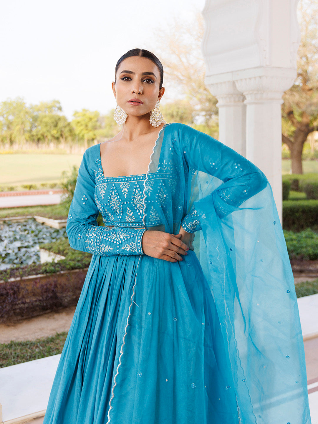 Heaven Mist Blue Cotton Lehenga Set