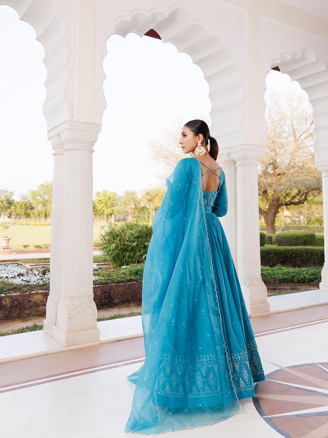 Heaven Mist Blue Cotton Lehenga Set