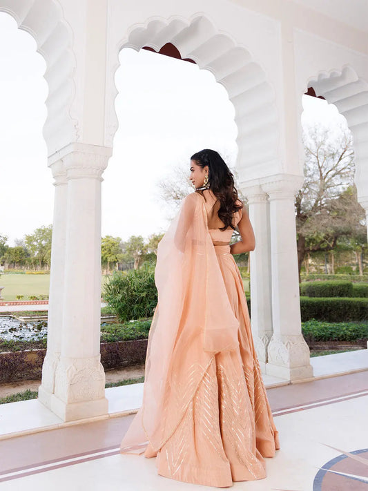 Coral Sand Silk Lehenga Set RAGAVI
