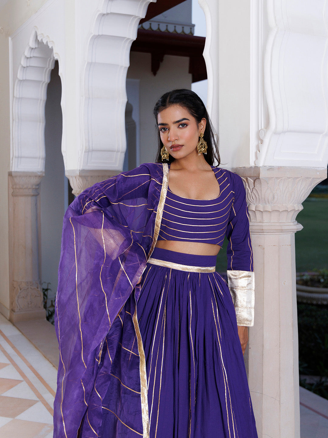 Purple Corallites Cotton Lehenga Set