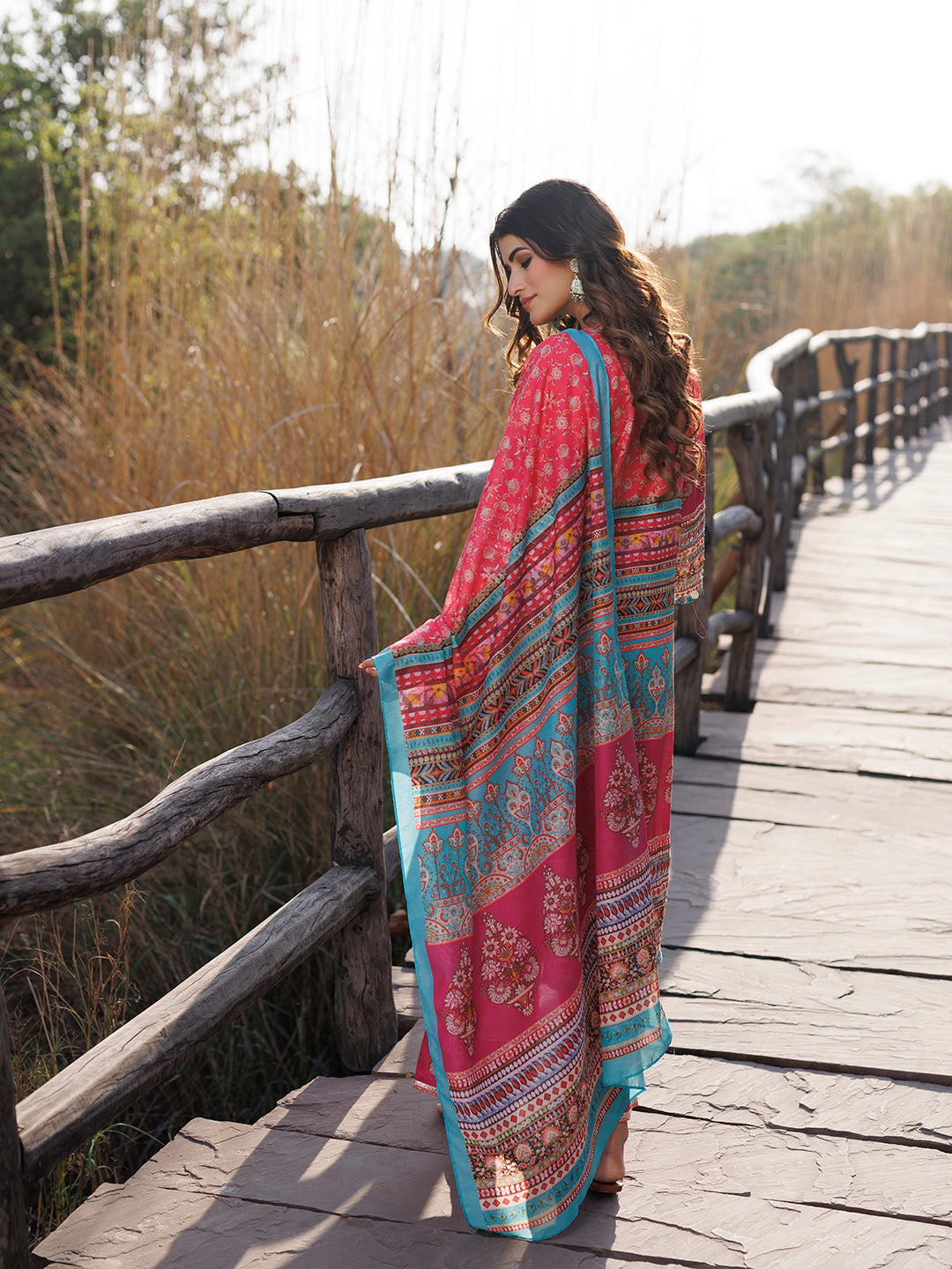 Persimmon Pink Muslin Kurta Set