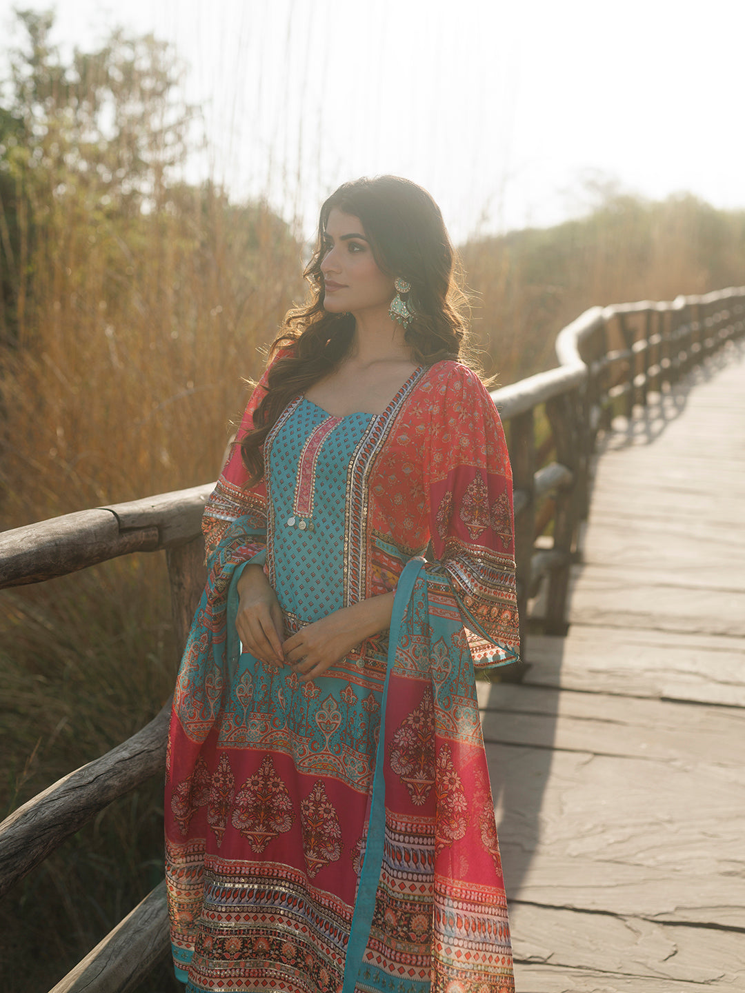 Persimmon Pink Muslin Kurta Set