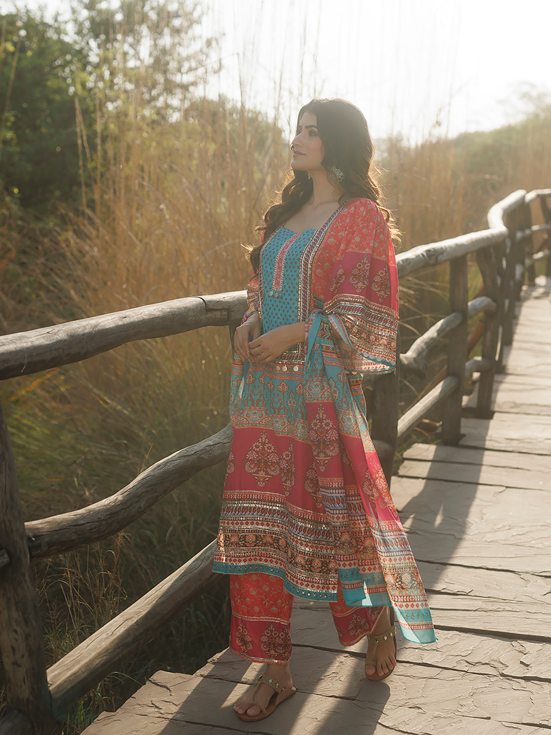 Persimmon Pink Muslin Kurta Set