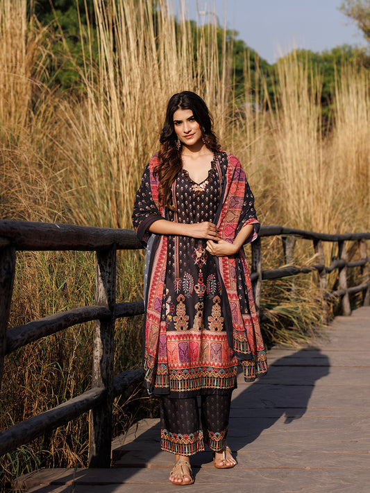 Ebony Black Muslin Kurta Set