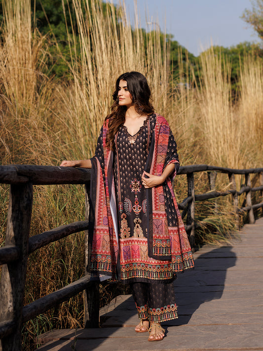 Ebony Black Muslin Kurta Set