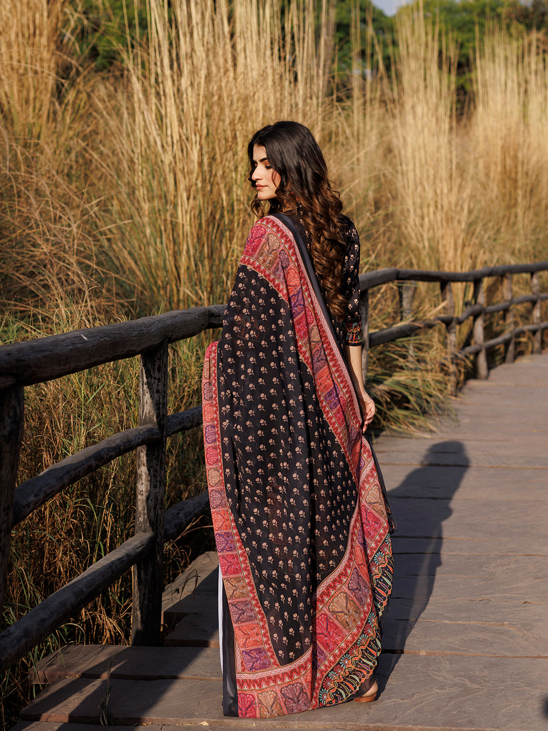 Ebony Black Muslin Kurta Set