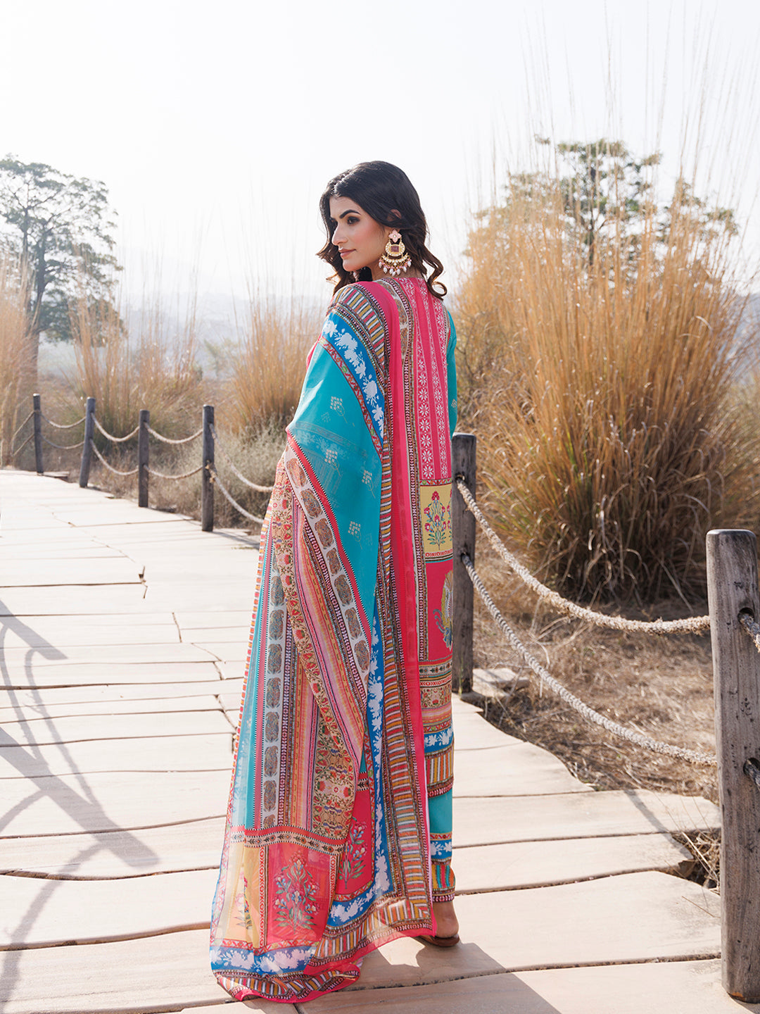 Sea Blue Muslin Kurta Set