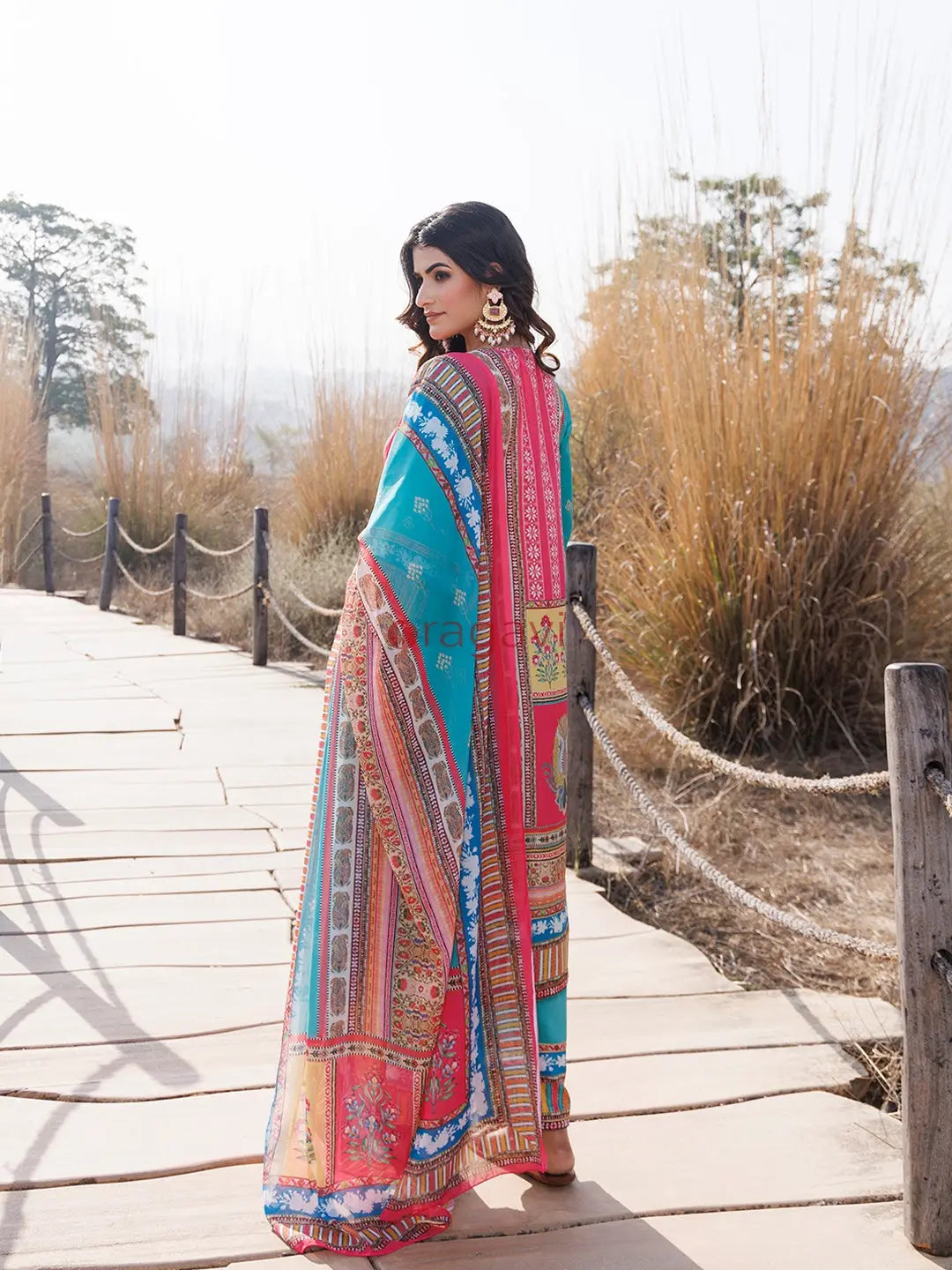Sea Blue Muslin Kurta Set - Ragavi